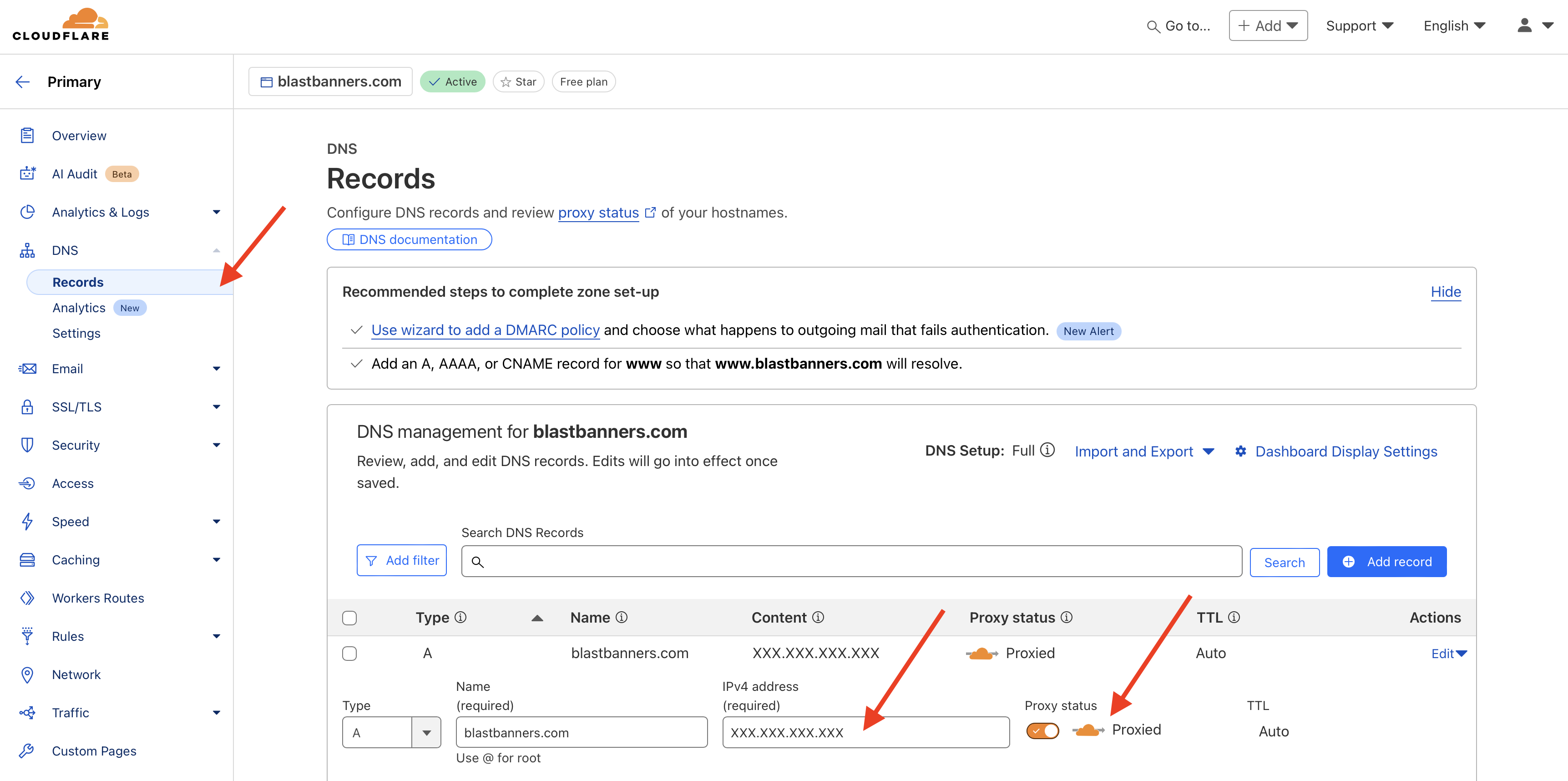 Cloudflare DNS records